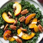 Summer Kale Salad with Peaches and Candied Pecans