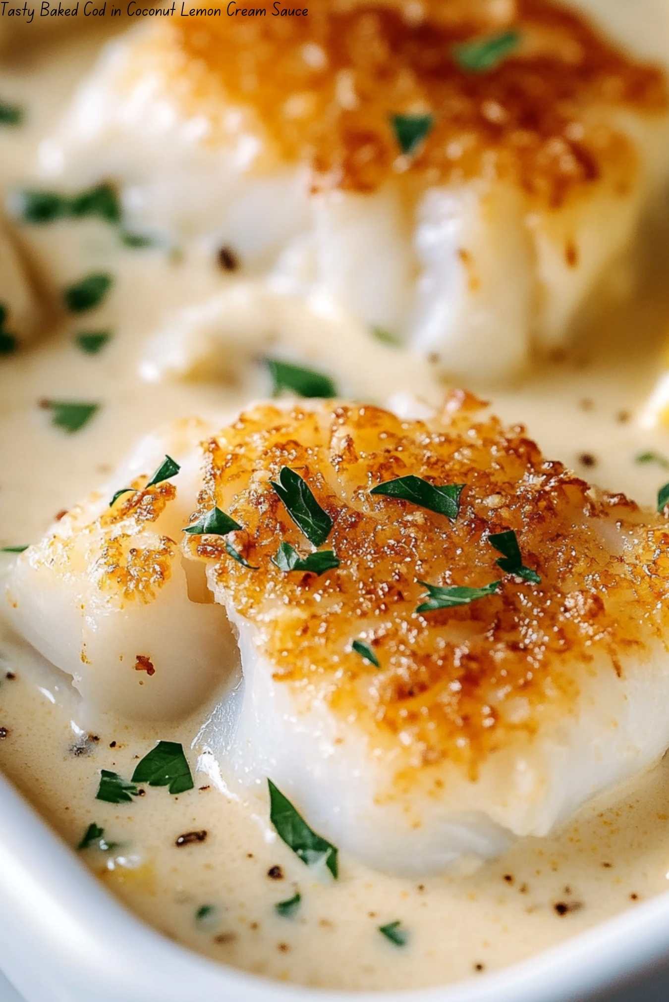 Tasty Baked Cod in Coconut Lemon Cream Sauce
