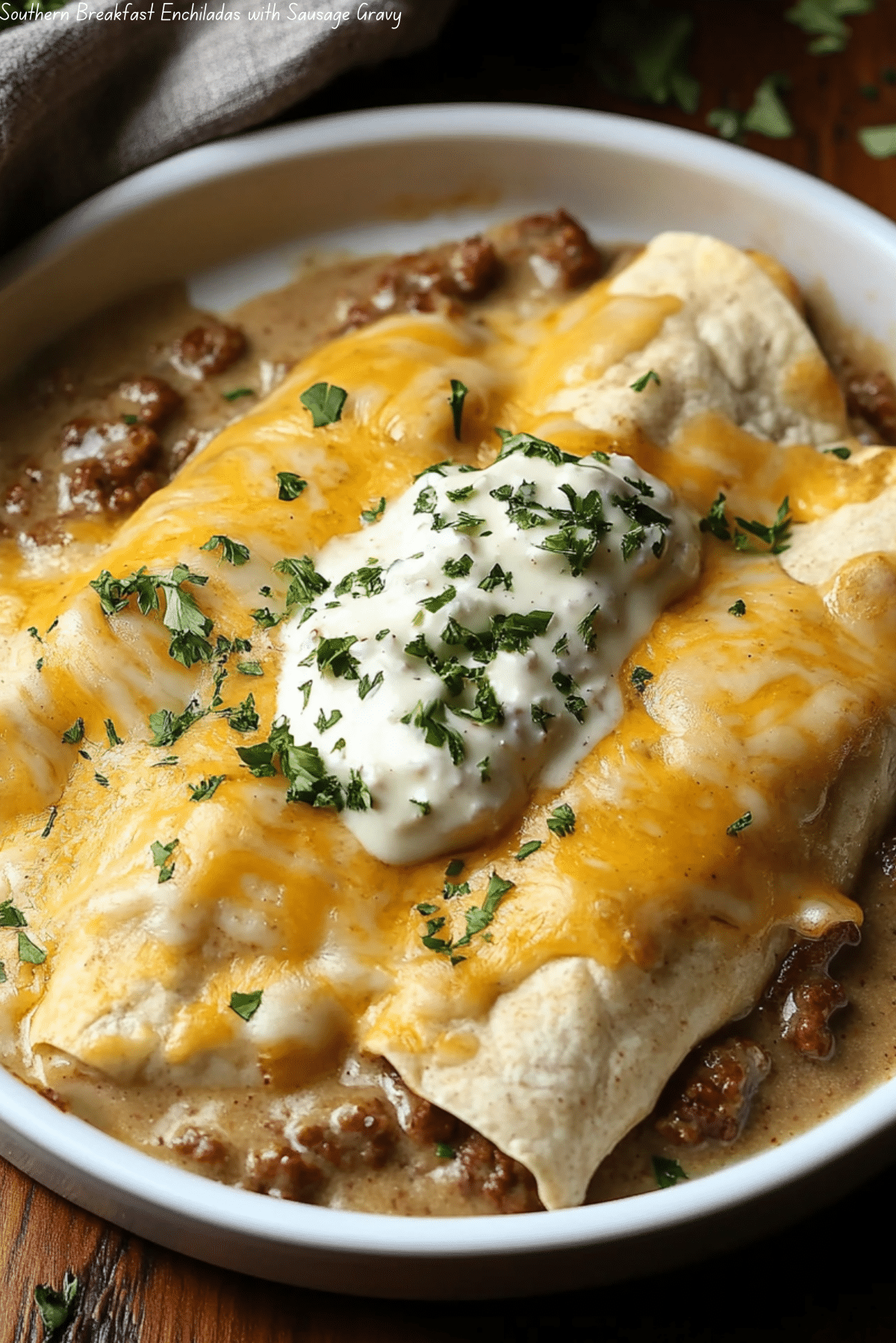 Southern Breakfast Enchiladas with Sausage Gravy