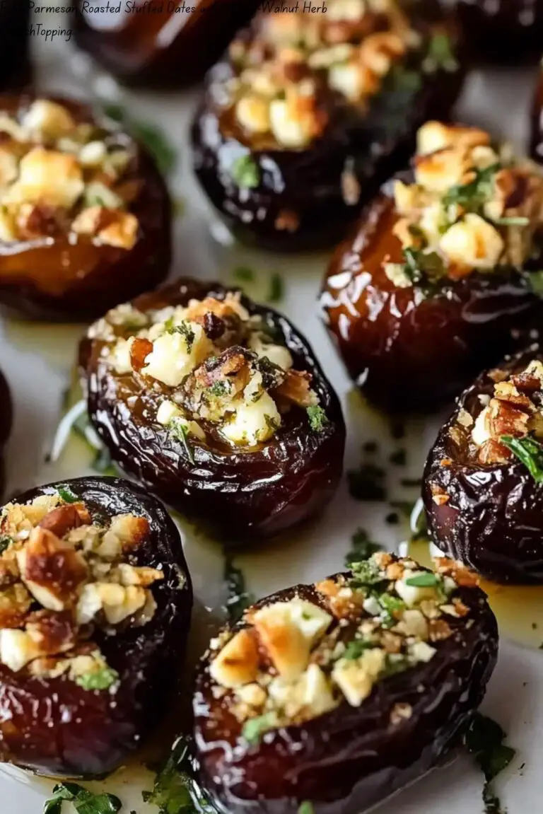 Feta-Parmesan Roasted Stuffed Dates with Honey-Walnut Herb CrunchTopping: