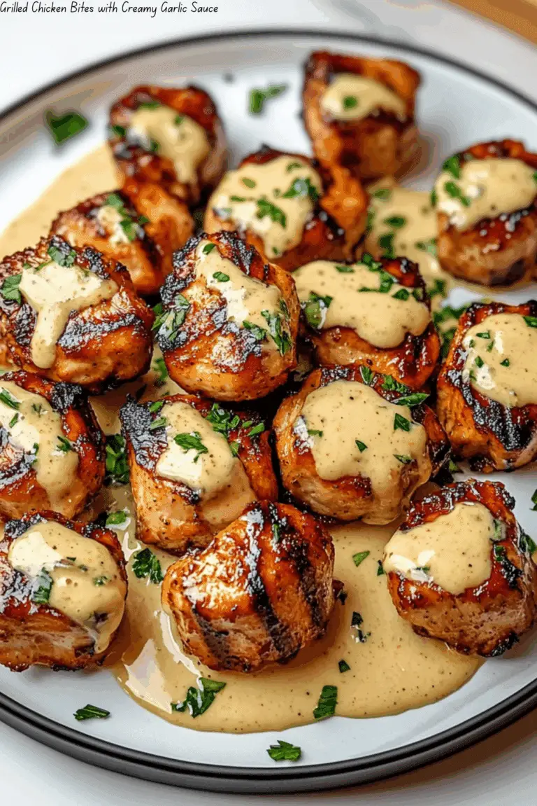 Grilled Chicken Bites with Creamy Garlic Sauce