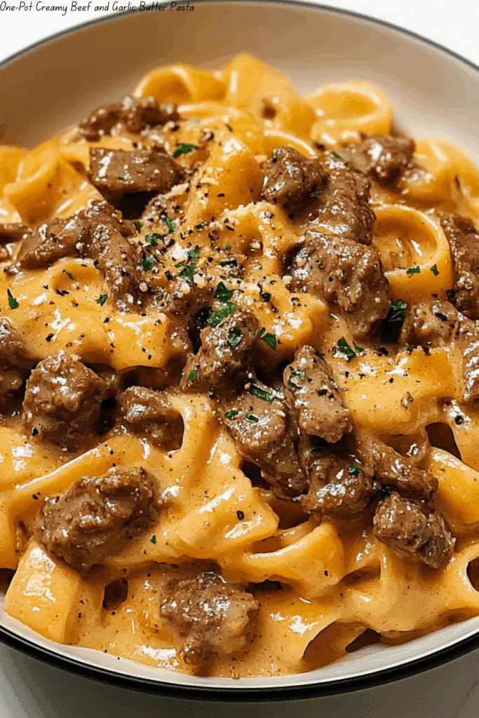 One-Pot Creamy Beef and Garlic Butter Pasta