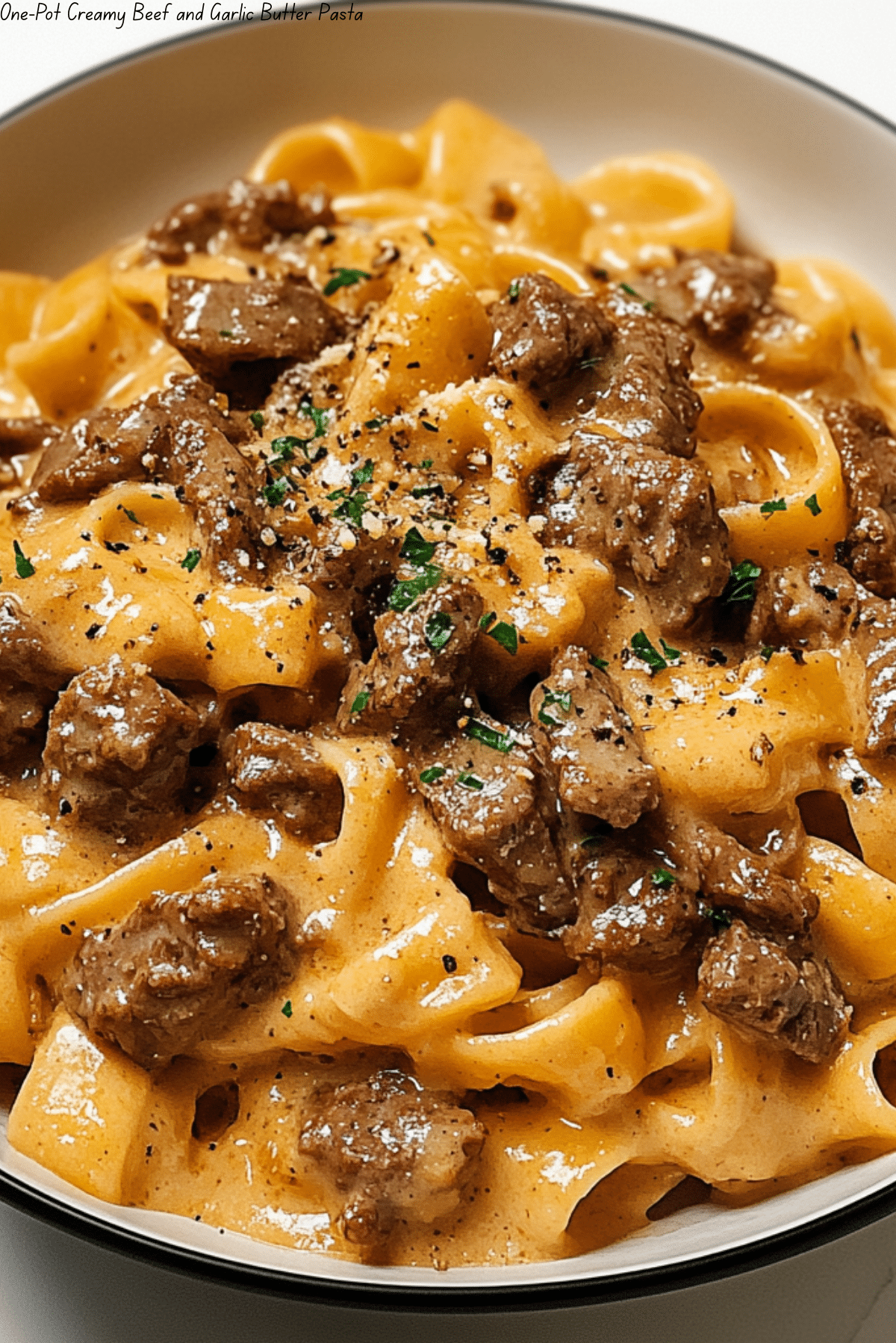 One-Pot Creamy Beef and Garlic Butter Pasta