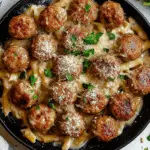 Garlic Butter Sausage Bites with Creamy Parmesan Pasta