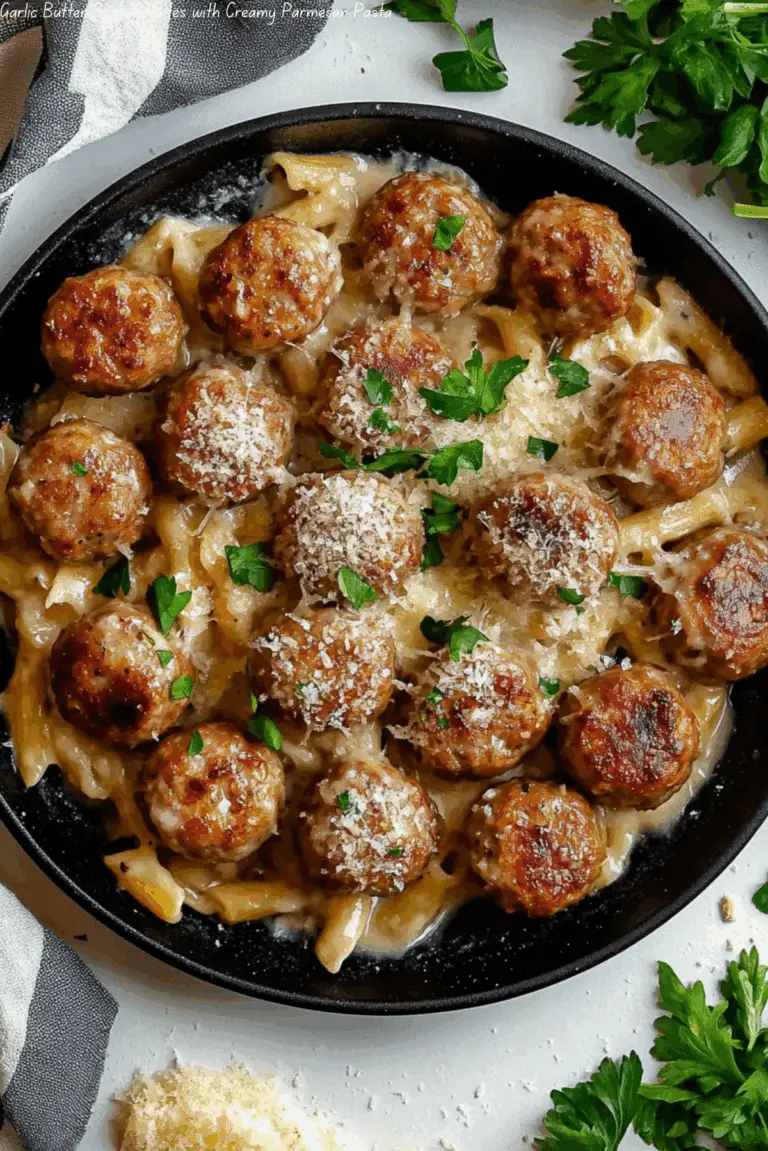 Garlic Butter Sausage Bites with Creamy Parmesan Pasta