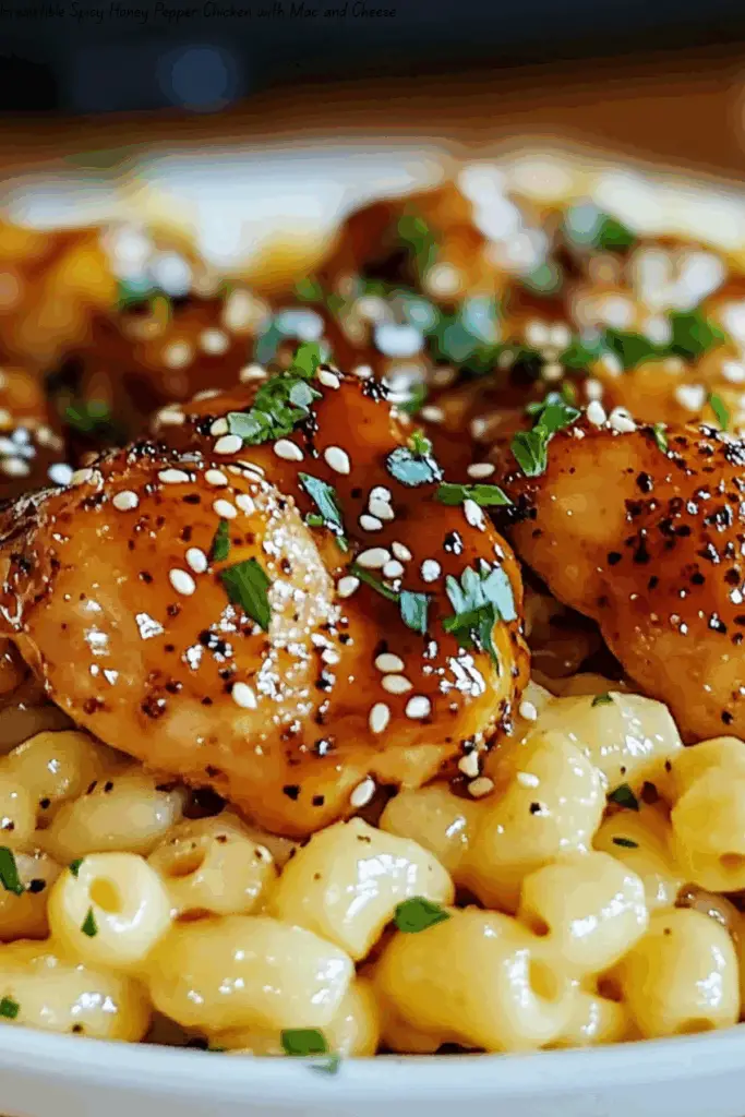 Irresistible Spicy Honey Pepper Chicken with Mac and Cheese