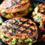 Grilled Salmon Burgers with Avocado Salsa