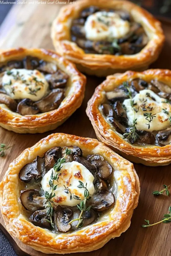 Mushroom Shallot and Herbed Goat Cheese Tarts