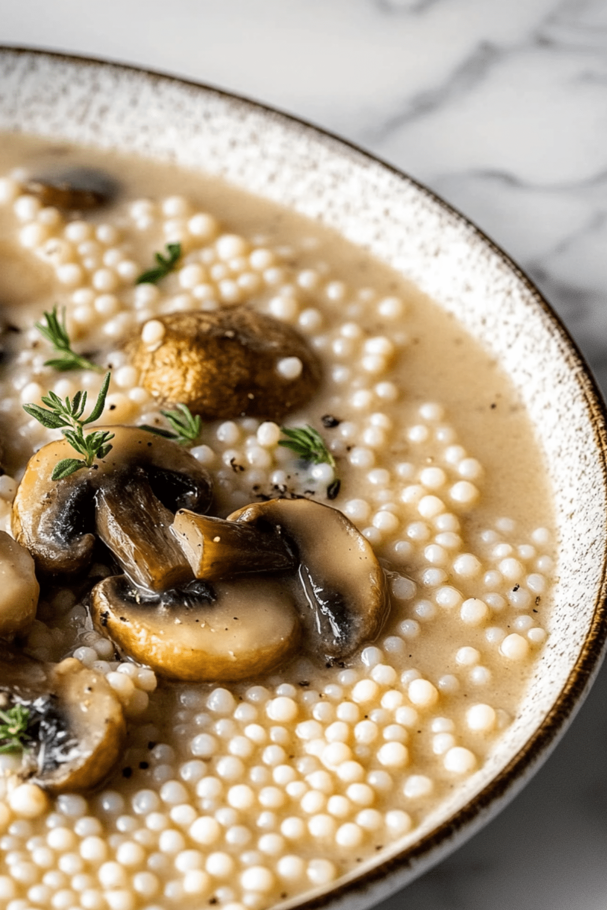 Creamy Mushroom & Pearl Couscous Soup