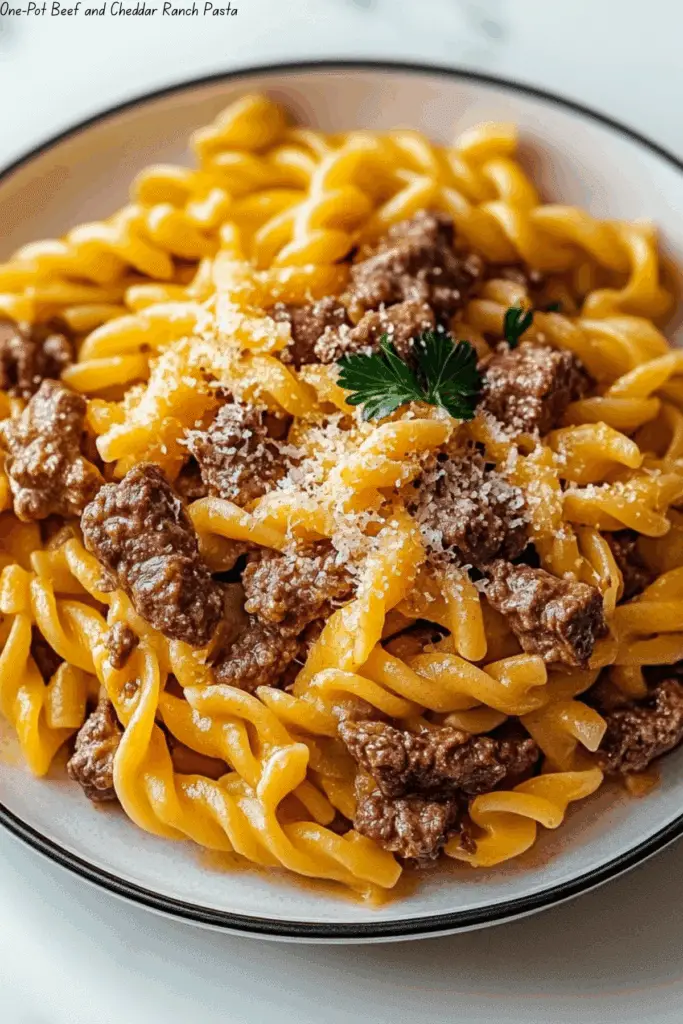 One-Pot Beef and Cheddar Ranch Pasta