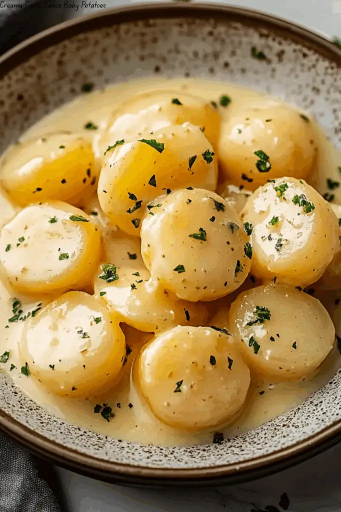 Creamy Garlic Sauce Baby Potatoes