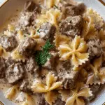 Creamy Beef and Bowtie Pasta
