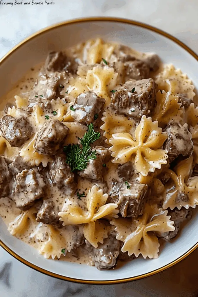 Creamy Beef and Bowtie Pasta