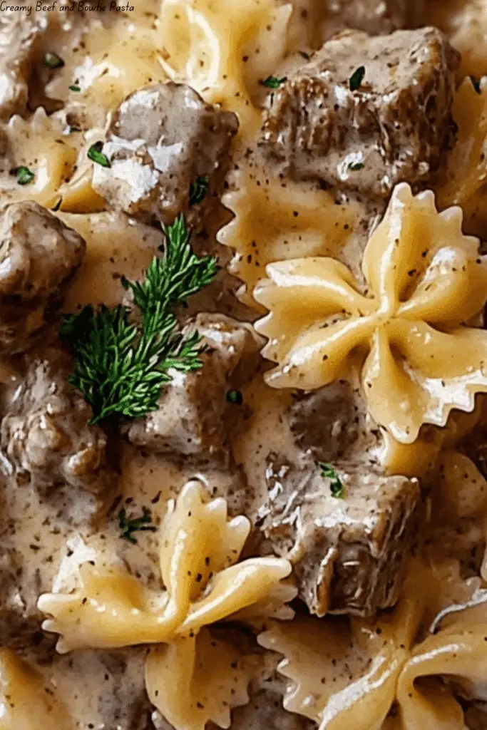 Creamy Beef and Bowtie Pasta