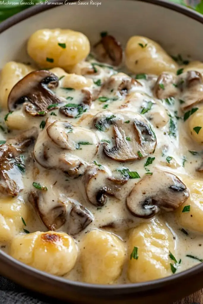 Mushroom Gnocchi with Parmesan Cream Sauce Recipe