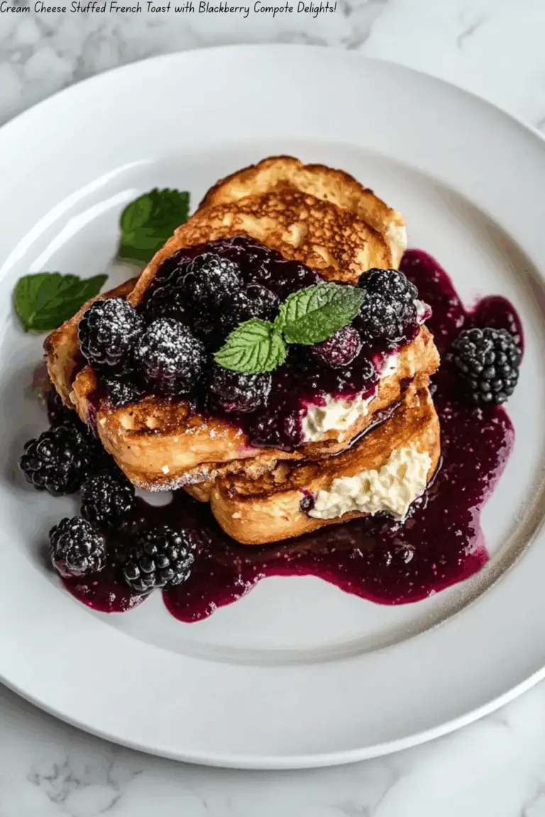 Cream Cheese Stuffed French Toast with Blackberry Compote Delights!
