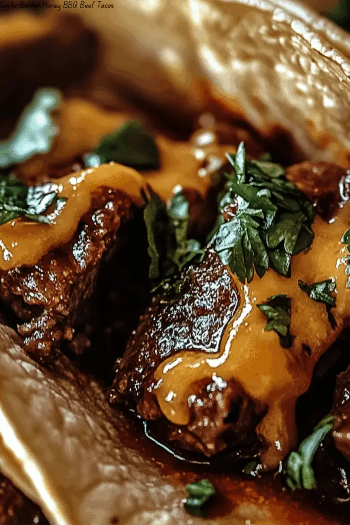 Garlic Butter Honey BBQ Beef Tacos