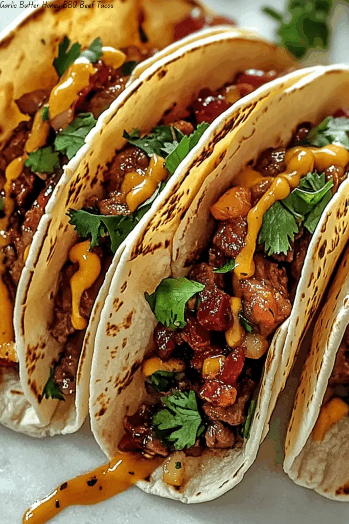 Garlic Butter Honey BBQ Beef Tacos