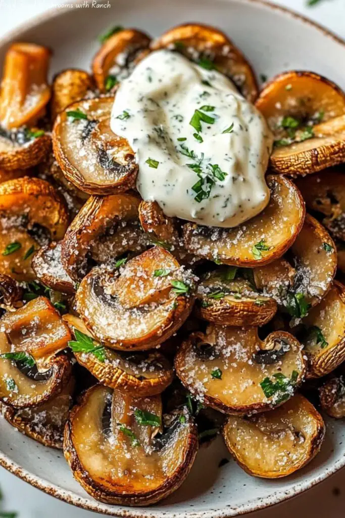 Fried Sliced Mushrooms with Ranch