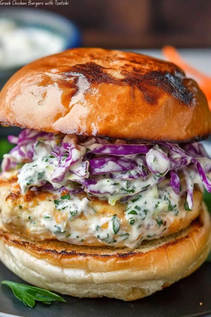 Greek Chicken Burgers with Tzatziki
