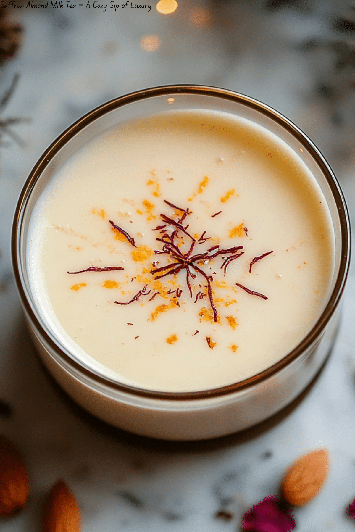 Saffron Almond Milk Tea – A Cozy Sip of Luxury