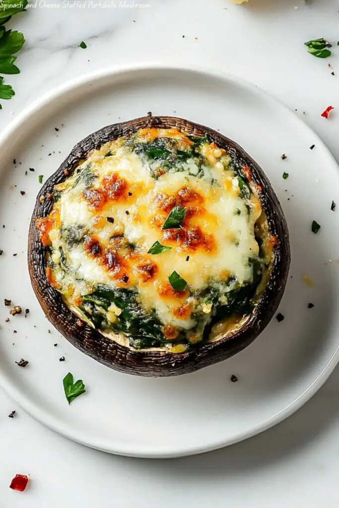 Spinach and Cheese Stuffed Portobello Mushroom