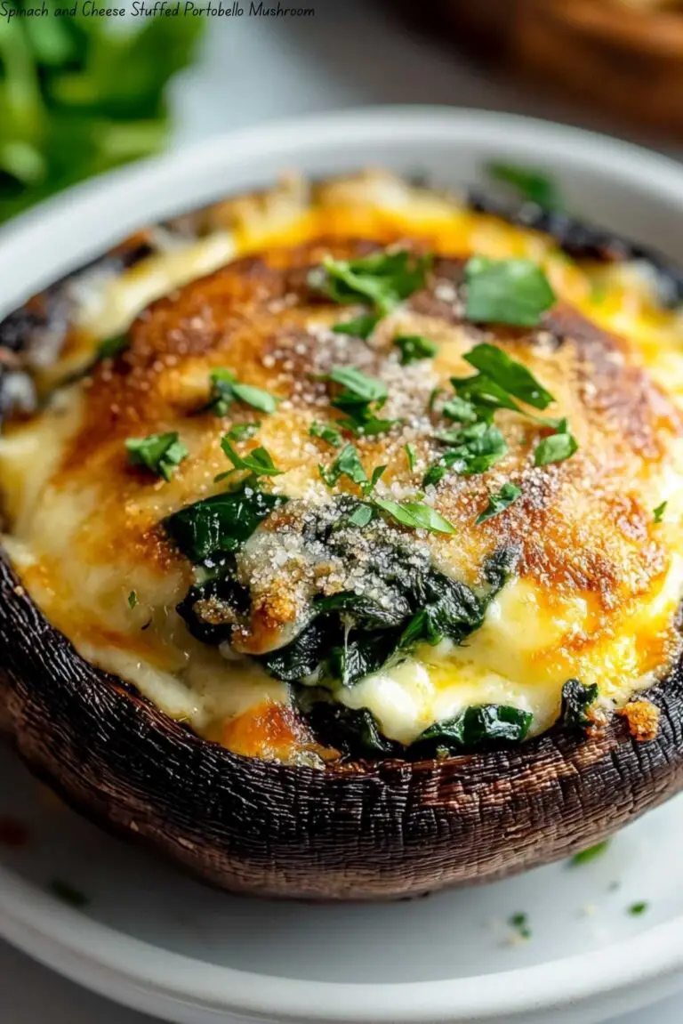 Spinach and Cheese Stuffed Portobello Mushroom