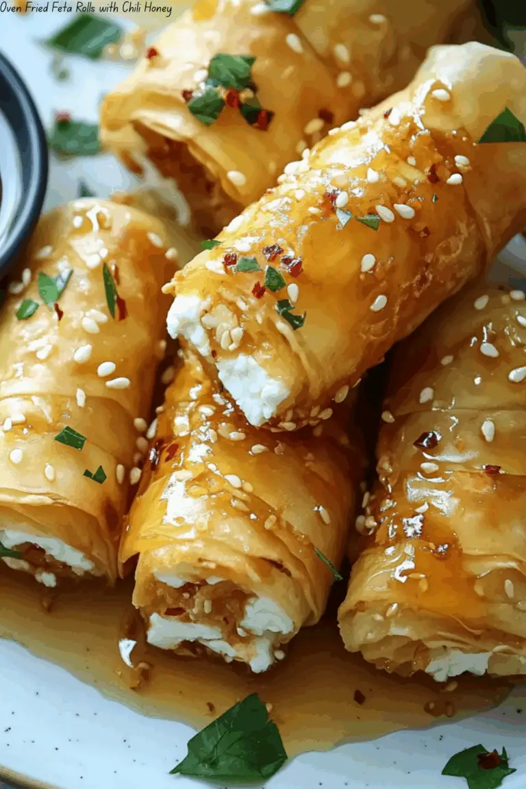 Oven Fried Feta Rolls with Chili Honey