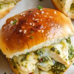 Cheesy Garlic Pesto Chicken Sliders