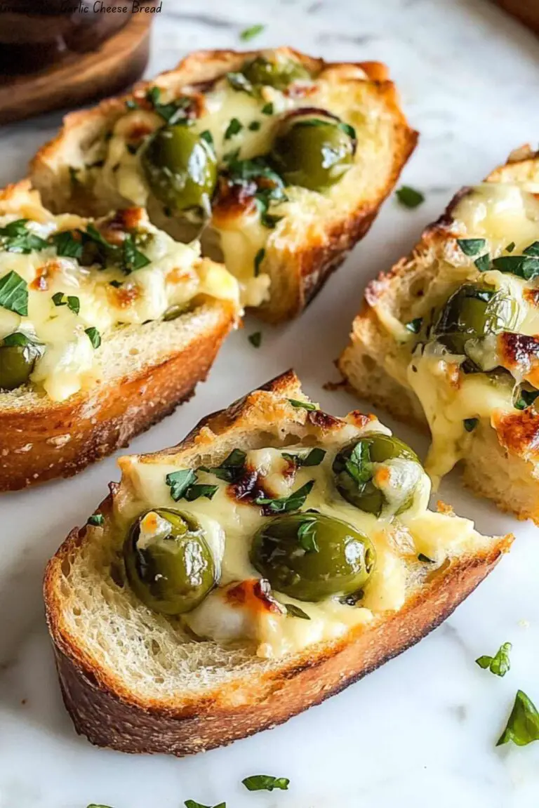 Green Olive Garlic Cheese Bread