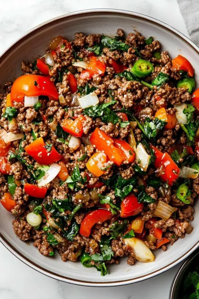 Mediterranean Ground Beef Stir Fry