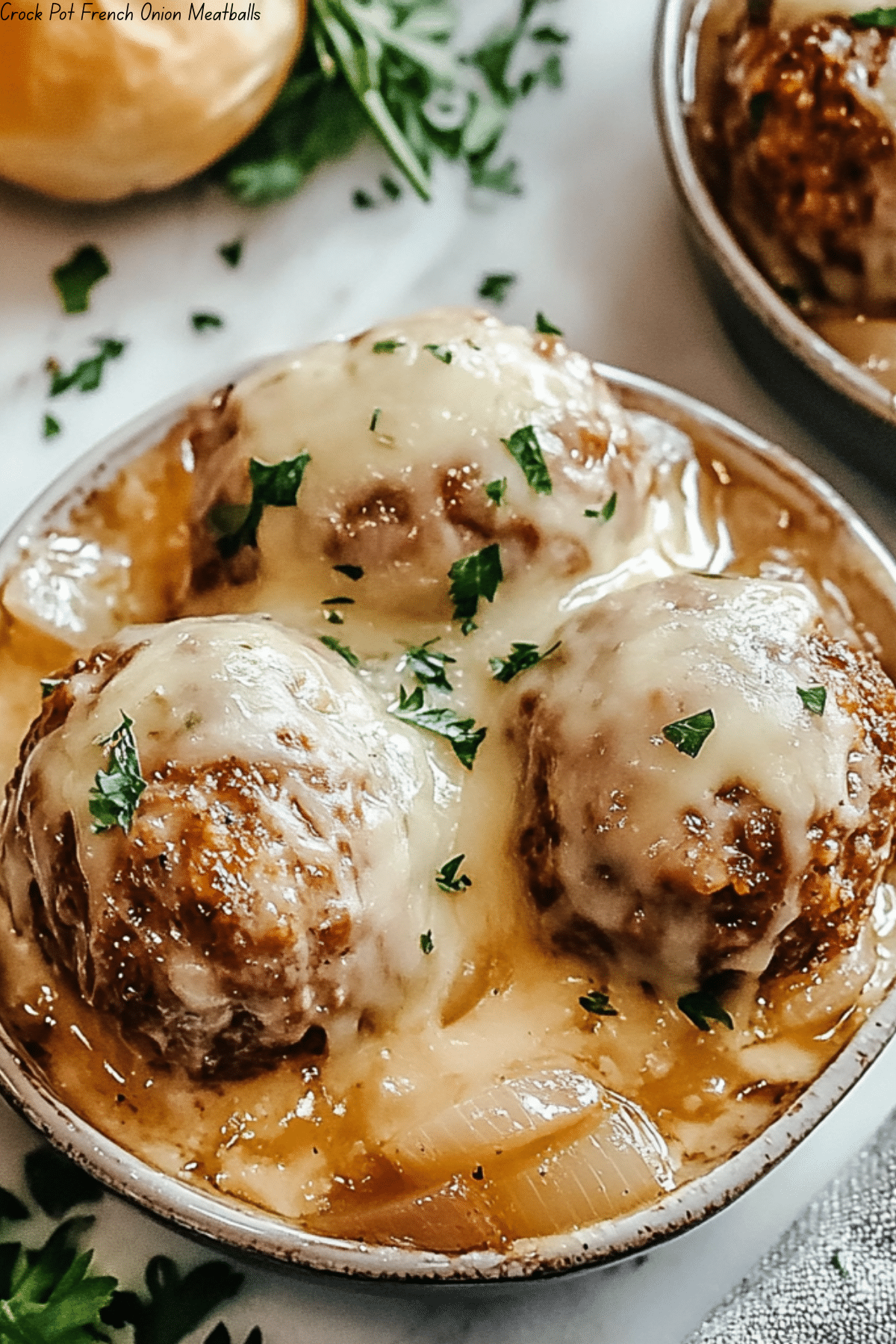 Crock Pot French Onion Meatballs