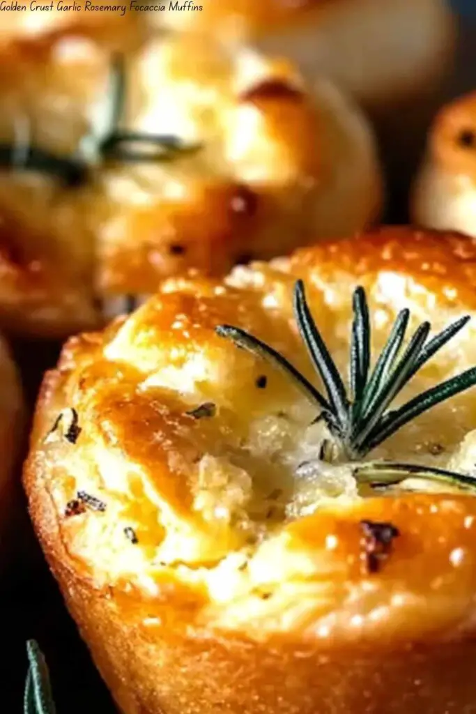 Golden Crust Garlic Rosemary Focaccia Muffins