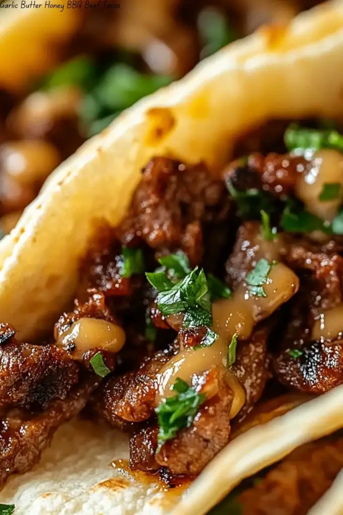 Garlic Butter Honey BBQ Beef Tacos