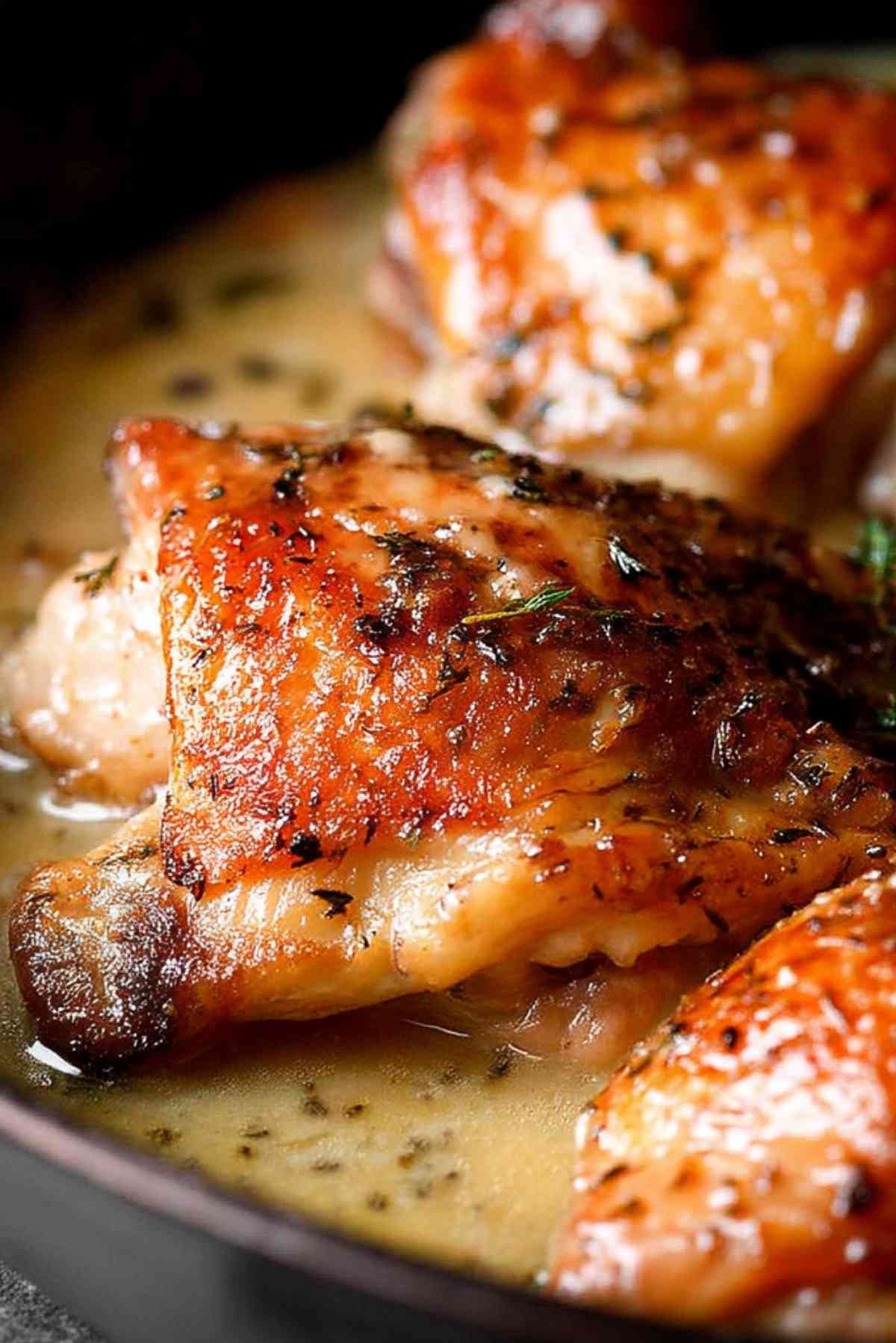 Herb Roasted Chicken in Creamy White Wine Sauce
