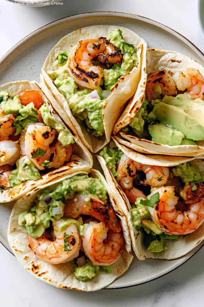 Shrimp Tacos with Avocado Crema