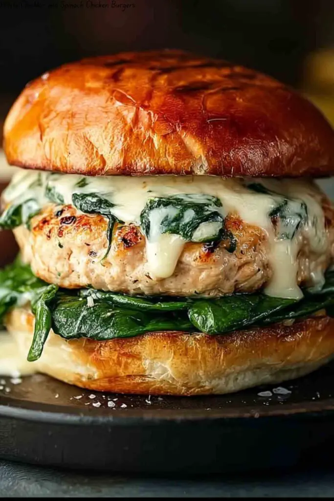 White Cheddar and Spinach Chicken Burgers