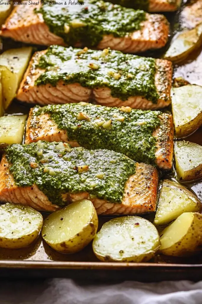 Green Goddess Sheet Pan Salmon & Potatoes