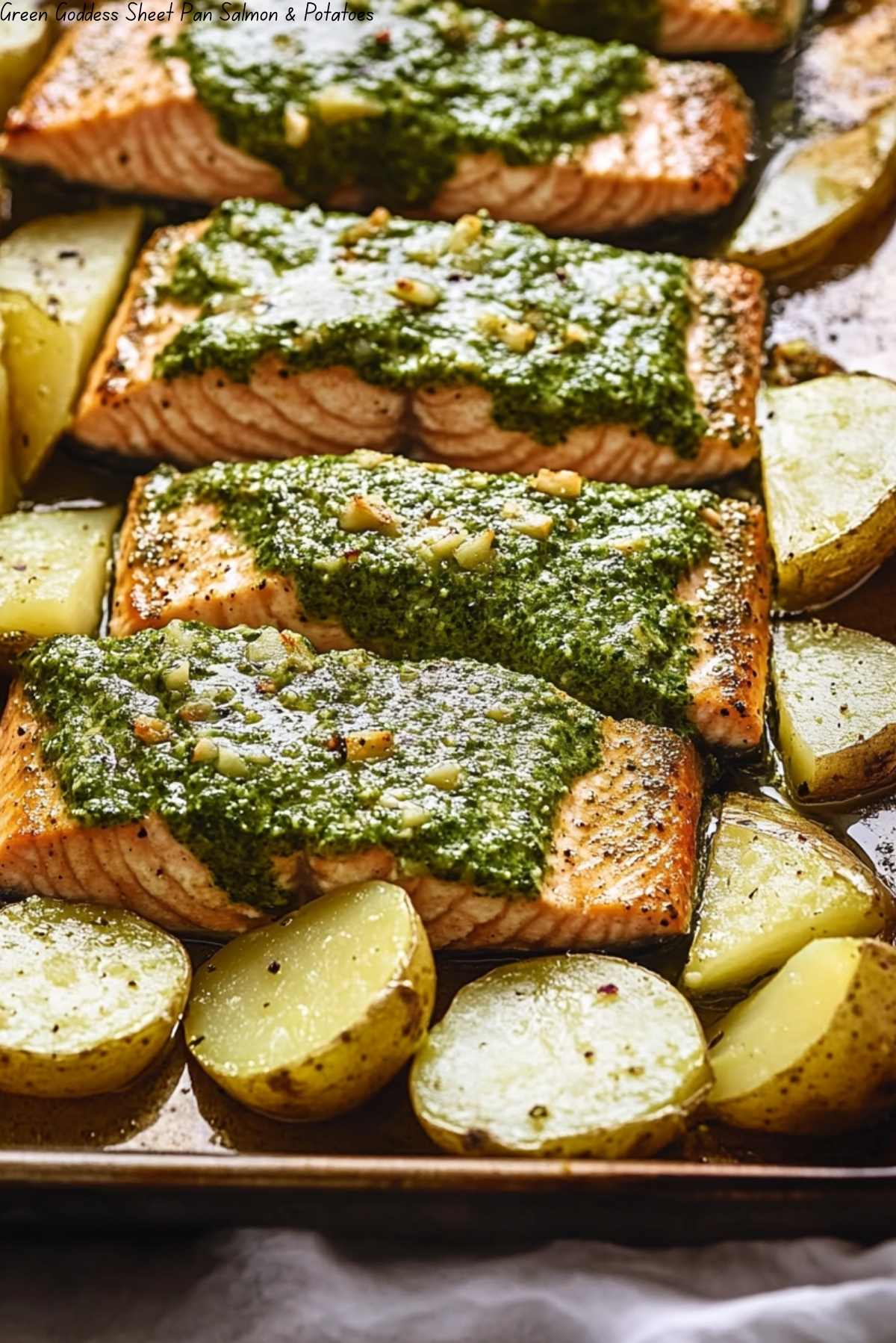 Green Goddess Sheet Pan Salmon & Potatoes