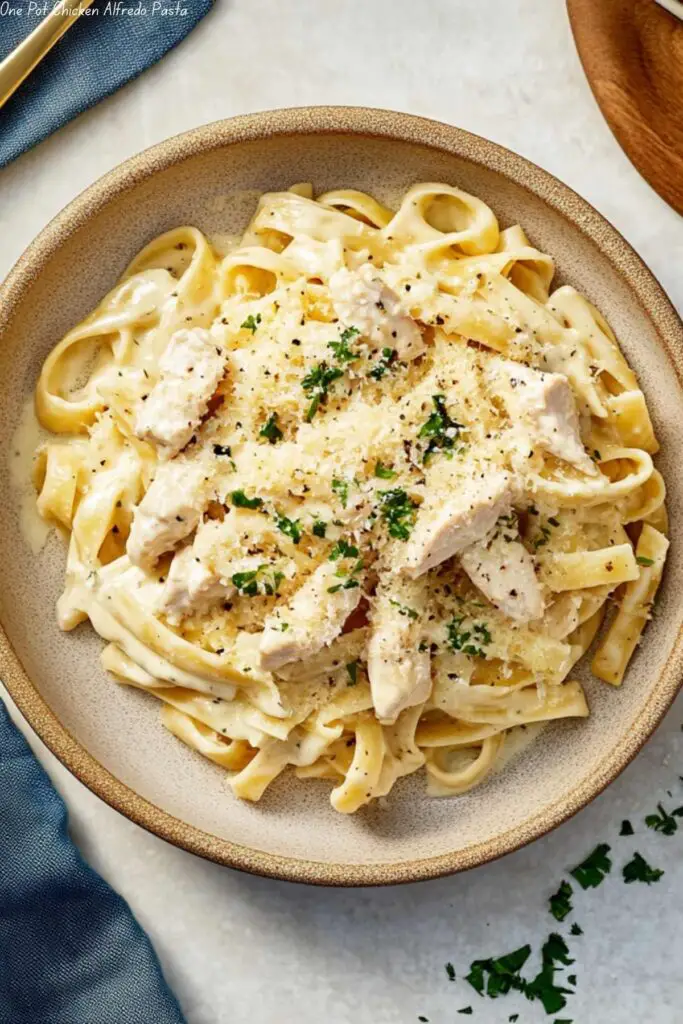 One Pot Chicken Alfredo Pasta