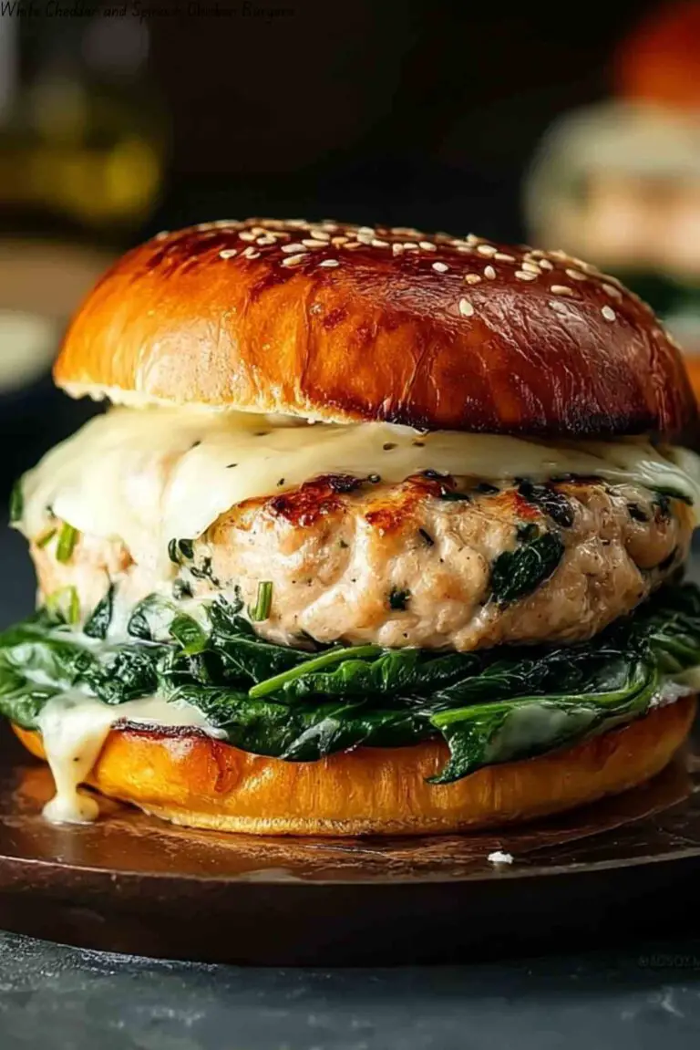 White Cheddar and Spinach Chicken Burgers