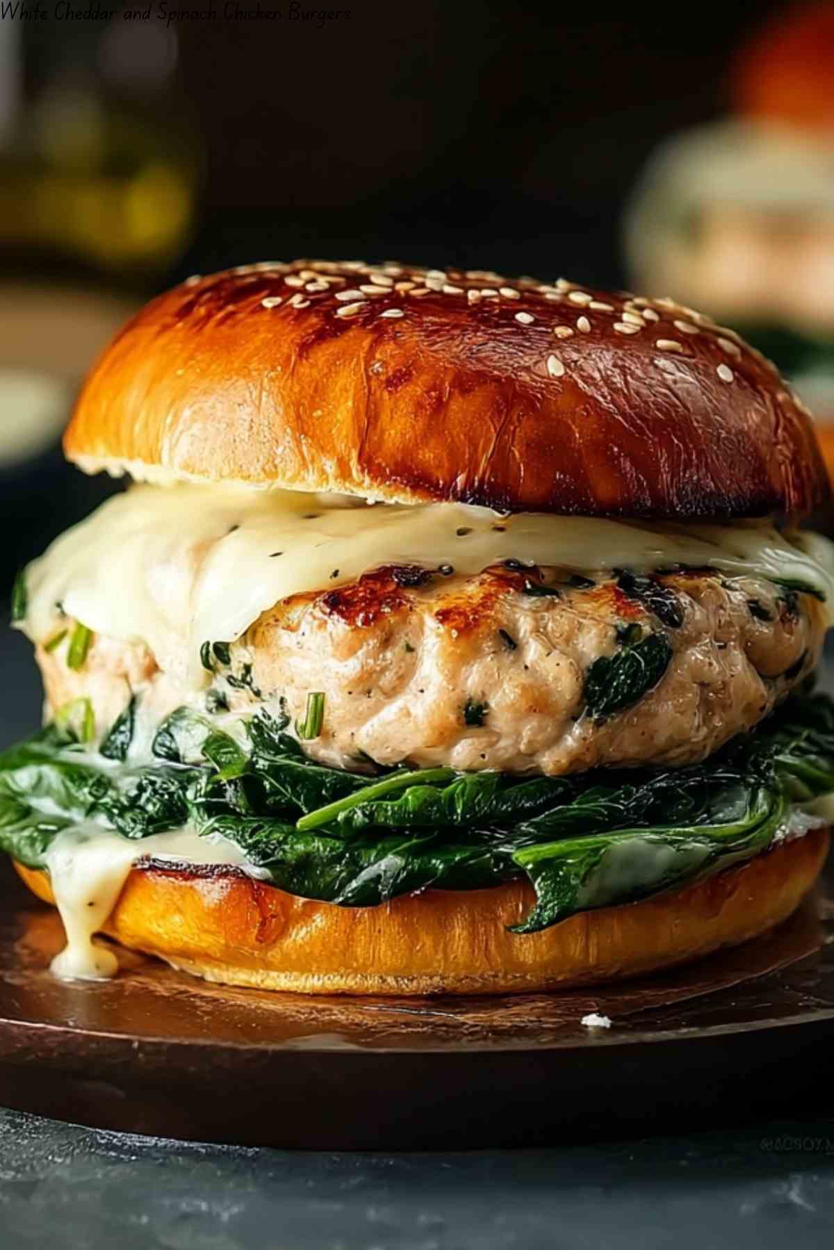 White Cheddar and Spinach Chicken Burgers