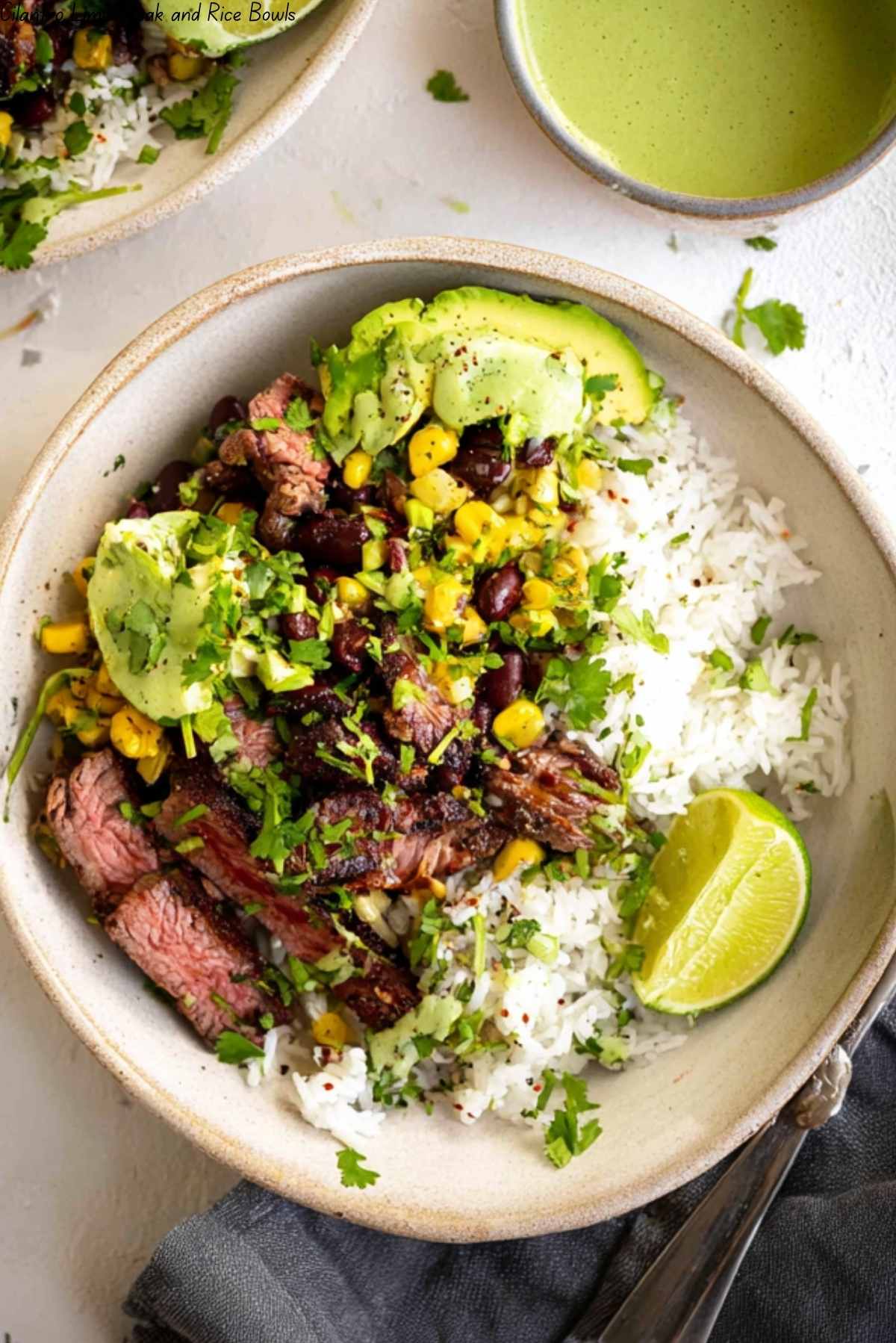 Cilantro Lime Steak and Rice Bowls