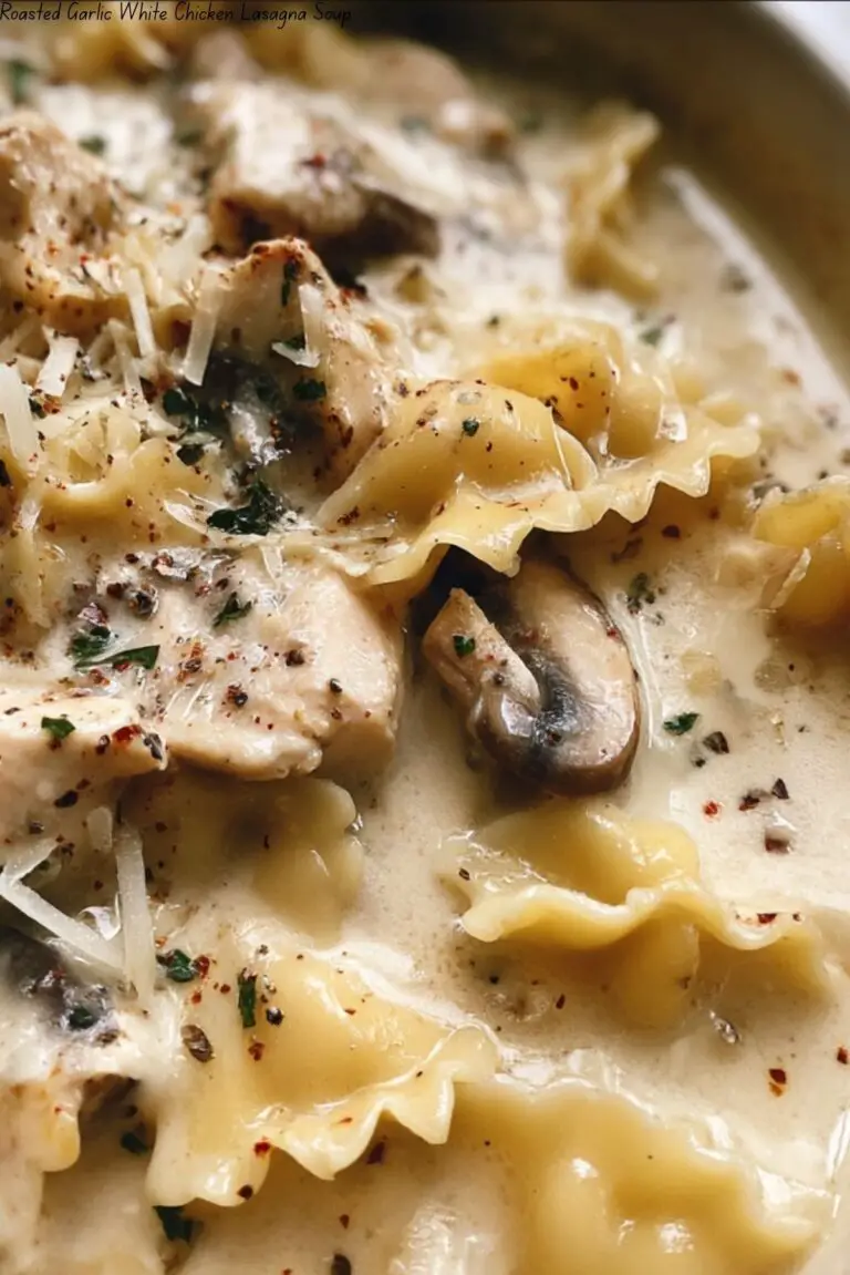 Roasted Garlic White Chicken Lasagna Soup