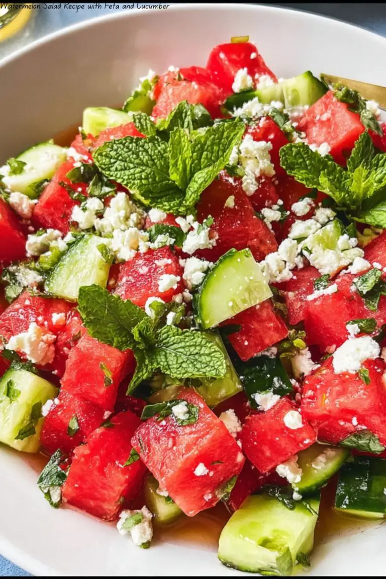 Watermelon Salad Recipe with Feta and Cucumber