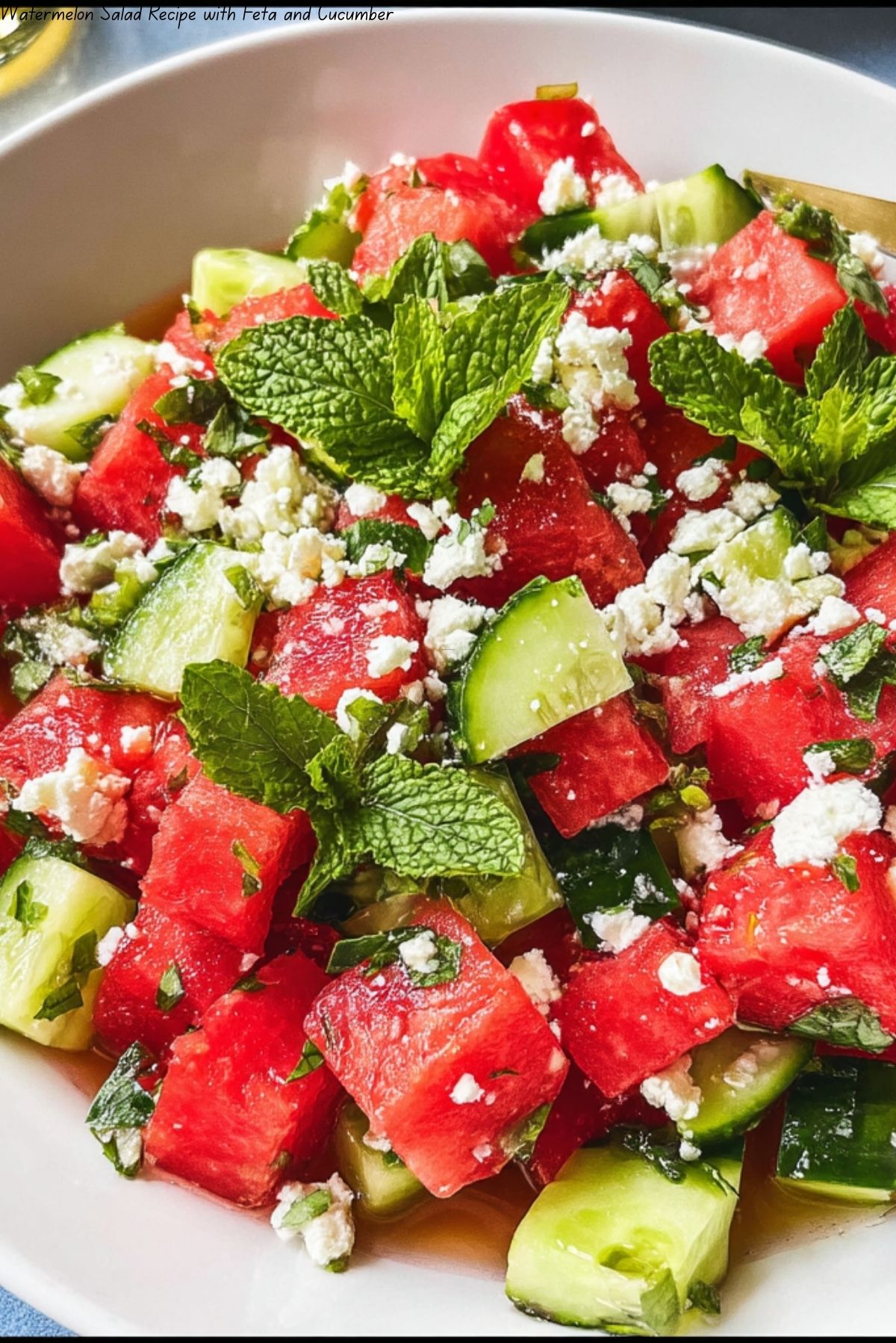 Watermelon Salad Recipe with Feta and Cucumber