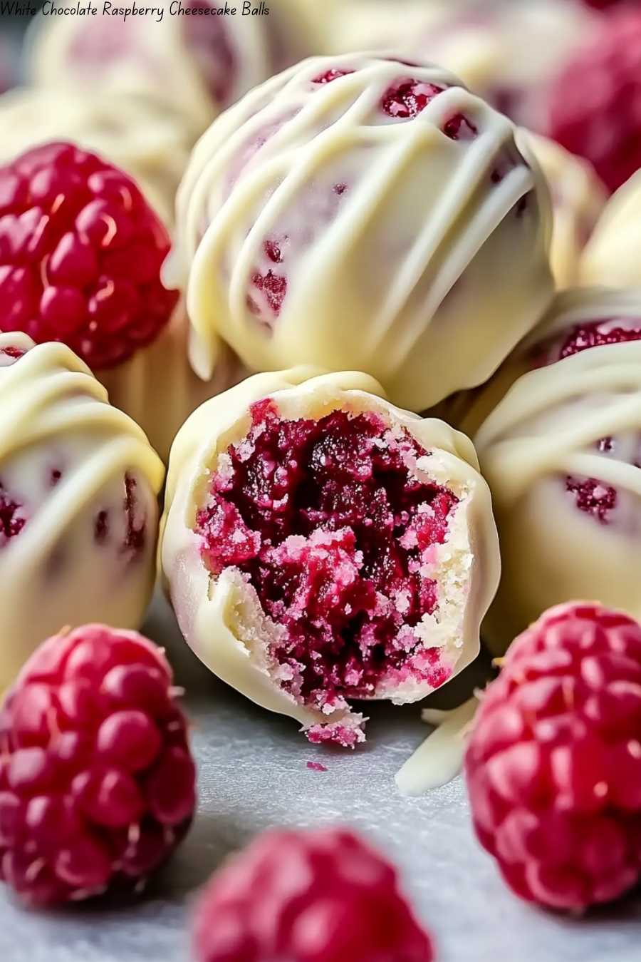 White Chocolate Raspberry Cheesecake Balls