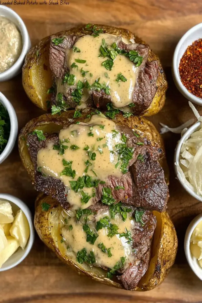Loaded Baked Potato with Steak Bites