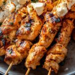 Chicken Tzatziki Skewers with Feta Fries