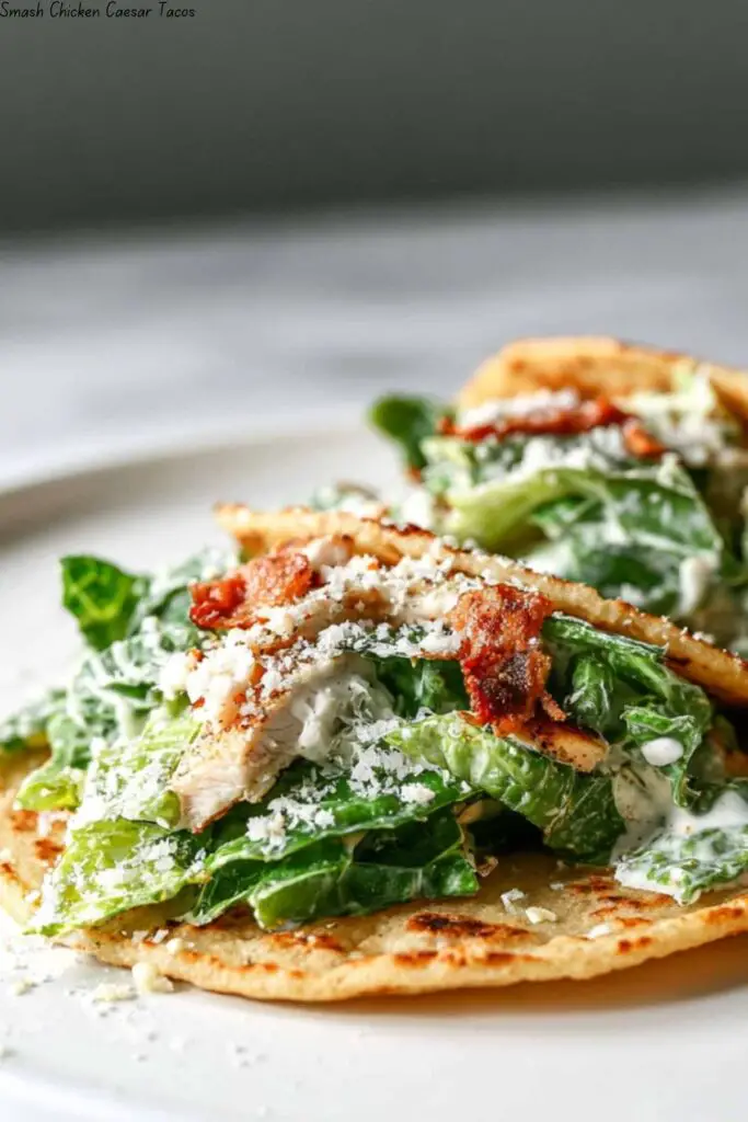 Smash Chicken Caesar Tacos
